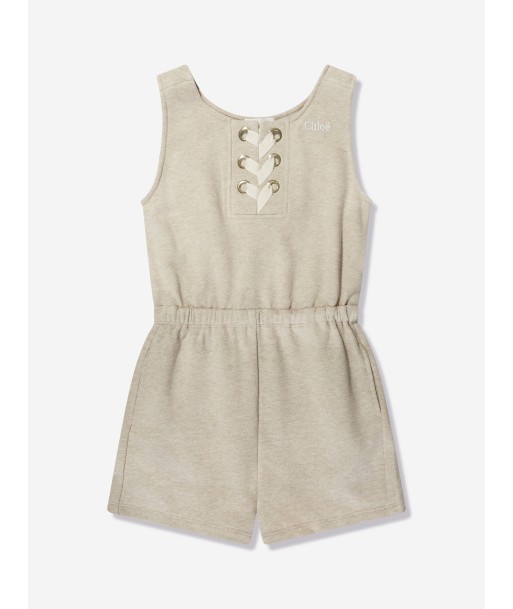 Chloé Girls Sleeveless Playsuit in Beige en ligne