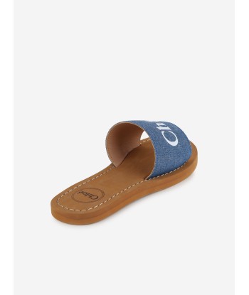 Chloé Girls Denim Slides in Blue vous aussi creer 