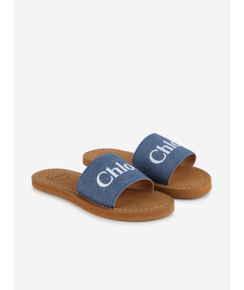 Chloé Girls Denim Slides in Blue vous aussi creer 