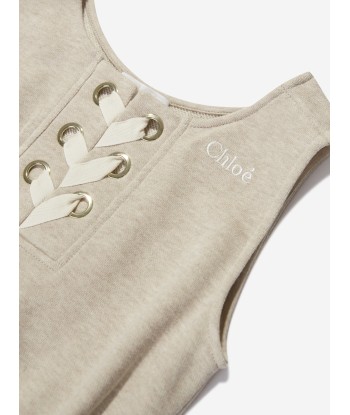 Chloé Girls Sleeveless Playsuit in Beige en ligne