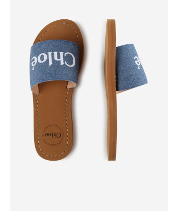 Chloé Girls Denim Slides in Blue vous aussi creer 