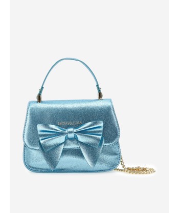 Monnalisa Girls Glitter Bow Handbag in Blue (21cm) pas cher 