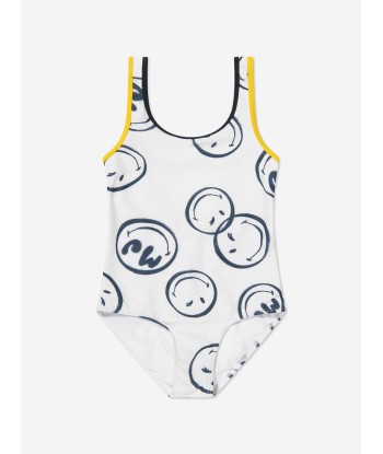 MARC JACOBS Girls Smiley Print Swimsuit in Ivory Venez découvrir notre 