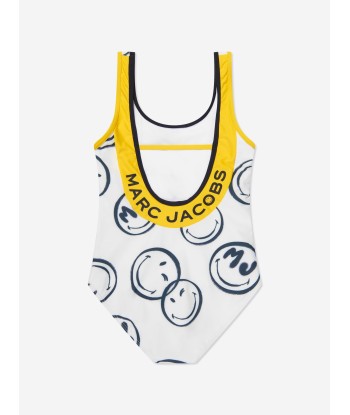 MARC JACOBS Girls Smiley Print Swimsuit in Ivory Venez découvrir notre 