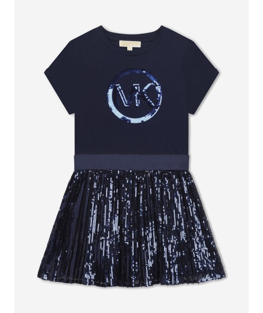 Michael Kors Girls Sequinned Logo Dress in Nsvy Véritable concentré