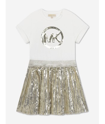 Michael Kors Girls Sequinned Logo Dress in Gold de France