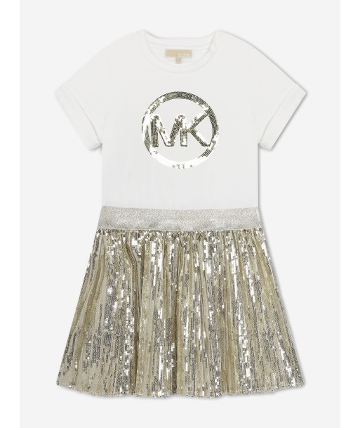 Michael Kors Girls Sequinned Logo Dress in Gold de France