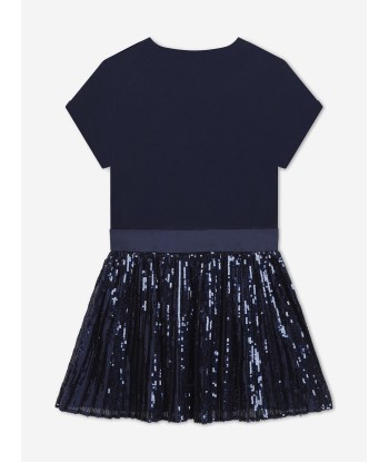 Michael Kors Girls Sequinned Logo Dress in Nsvy Véritable concentré