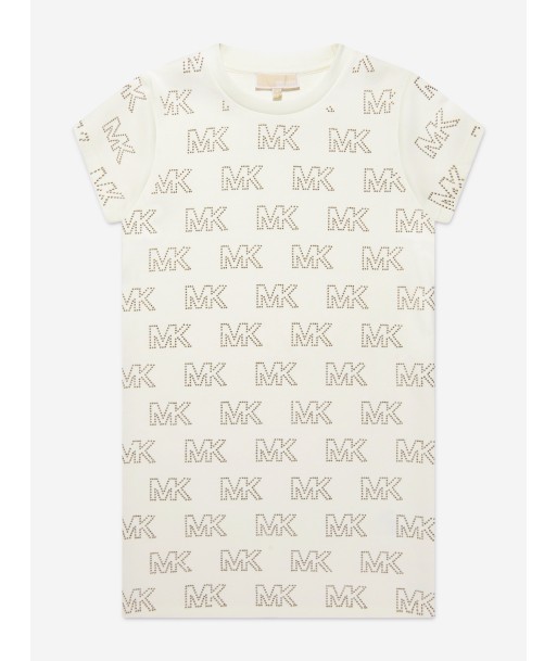 Michael Kors Girls Studded Logo Dress in Ivory à prix réduit toute l'année