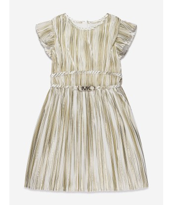 Michael Kors Girls Pleated Dress in Gold de la marque