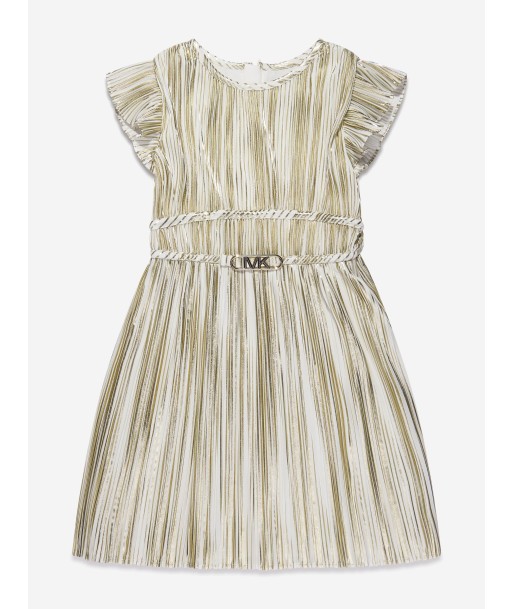 Michael Kors Girls Pleated Dress in Gold de la marque