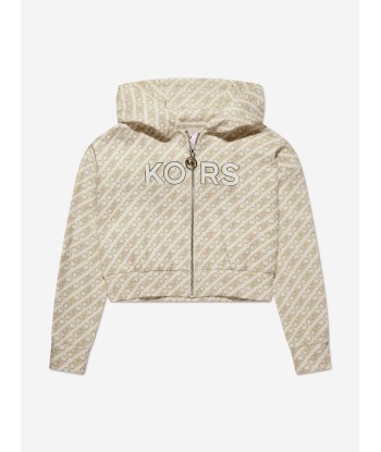 Michael Kors Girls Logo Print Zip Up Top in Ivory du meilleur 