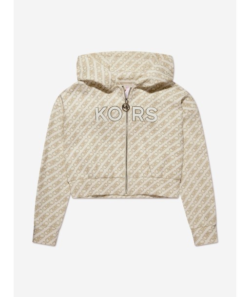 Michael Kors Girls Logo Print Zip Up Top in Ivory du meilleur 