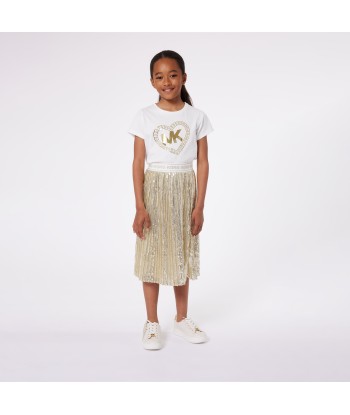 Michael Kors Girls Pleated Sequined Mid-Length Skirt in Gold Economisez 