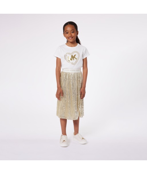 Michael Kors Girls Pleated Sequined Mid-Length Skirt in Gold Economisez 