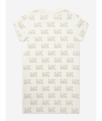 Michael Kors Girls Studded Logo Dress in Ivory à prix réduit toute l'année