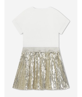 Michael Kors Girls Sequinned Logo Dress in Gold de France