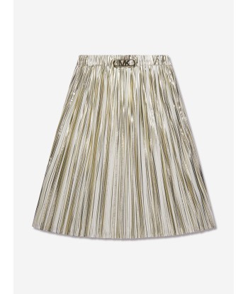 Michael Kors Girls Pleated Mid-Length Skirt in Gold prix pour 