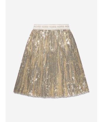 Michael Kors Girls Pleated Sequined Mid-Length Skirt in Gold Economisez 