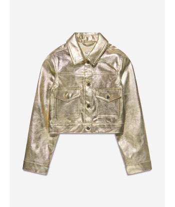 Michael Kors Girls Metallic Crackle Effect Jacket in Gold le des métaux précieux