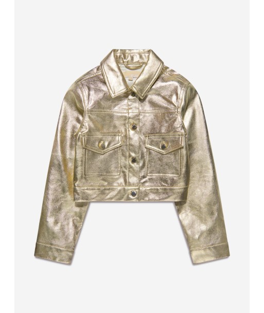 Michael Kors Girls Metallic Crackle Effect Jacket in Gold le des métaux précieux