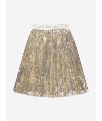 Michael Kors Girls Pleated Sequined Mid-Length Skirt in Gold Economisez 