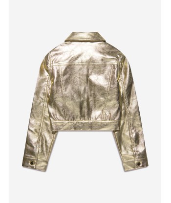 Michael Kors Girls Metallic Crackle Effect Jacket in Gold le des métaux précieux