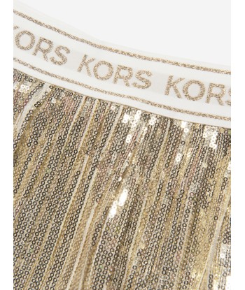 Michael Kors Girls Pleated Sequined Mid-Length Skirt in Gold Economisez 