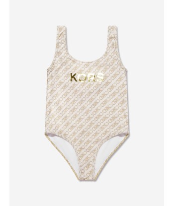 Michael Kors Girls Logo Swimsuit in Ivory Toutes les collections ici