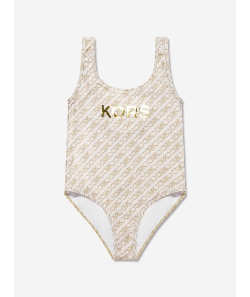 Michael Kors Girls Logo Swimsuit in Ivory Toutes les collections ici