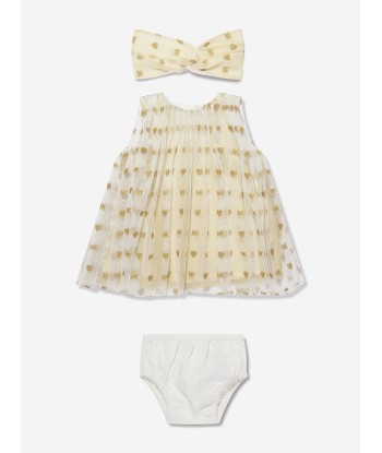 Michael Kors Baby Girls Dress With Knickers And Headband in Ivory de la marque