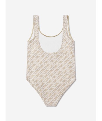 Michael Kors Girls Logo Swimsuit in Ivory Toutes les collections ici