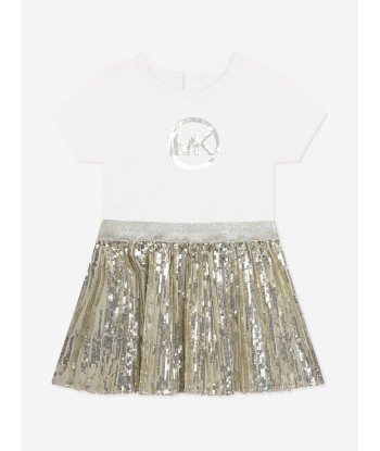 Michael Kors Baby Girls Sequin Dress With Knickers in Ivory 50-70% off 