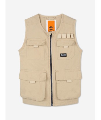 Timberland Boys Multipocket Gilet in Beige de technologie