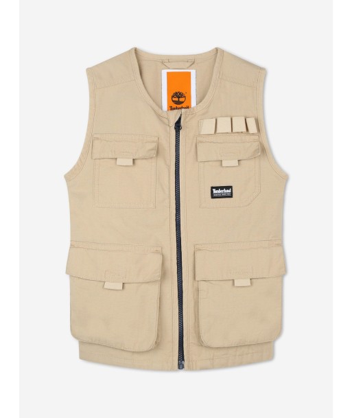 Timberland Boys Multipocket Gilet in Beige de technologie