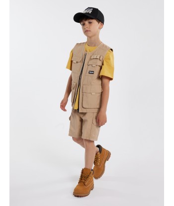 Timberland Boys Multipocket Gilet in Beige de technologie