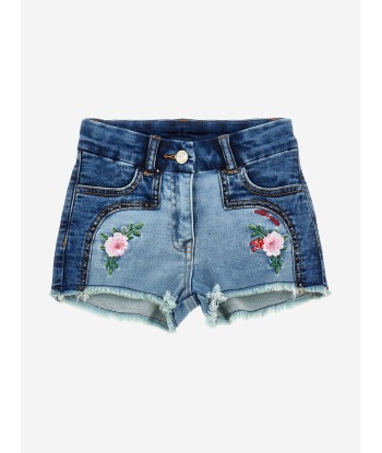 Monnalisa Girls Denim Rodeo Shorts in Blue livraison gratuite