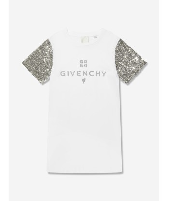 Givenchy Girls Sequin Sleeve Logo Dress in White plus qu'un jeu 