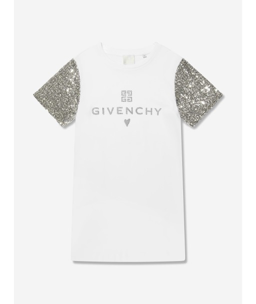 Givenchy Girls Sequin Sleeve Logo Dress in White plus qu'un jeu 