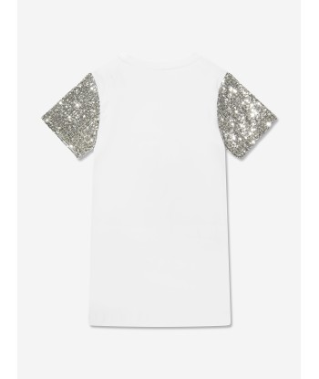 Givenchy Girls Sequin Sleeve Logo Dress in White plus qu'un jeu 