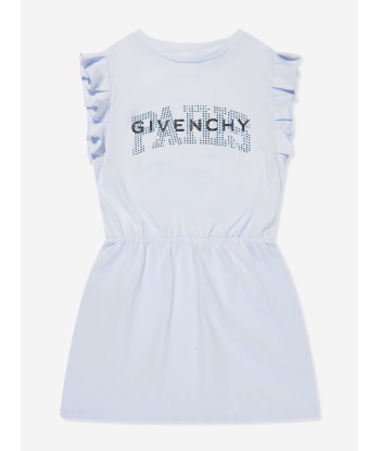 Givenchy Girls Flounced Logo Dress in Blue Comment ça marche