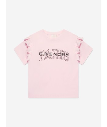 Givenchy Girls Paris Logo Ruffle T-Shirt in Pink Amélioration de cerveau avec