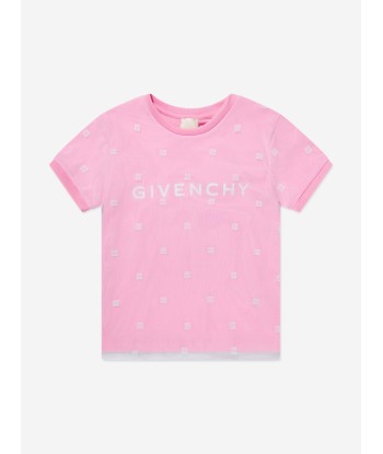 Givenchy Girls 4G Logo Mesh T-Shirt in Pink chez Cornerstreet bien 