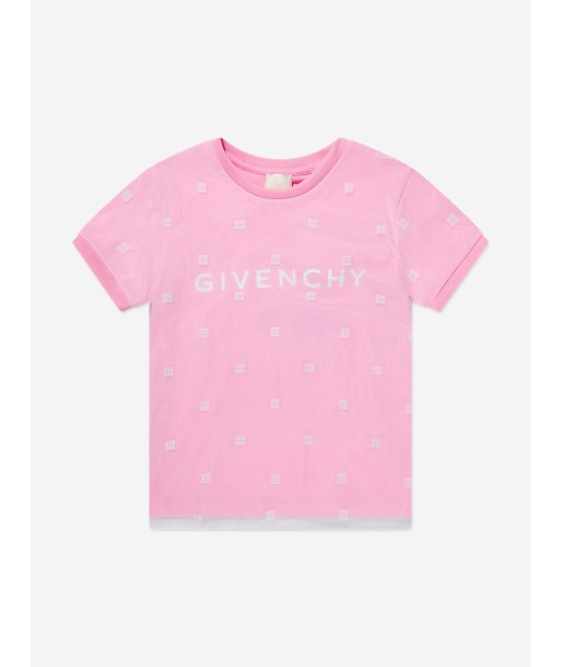 Givenchy Girls 4G Logo Mesh T-Shirt in Pink chez Cornerstreet bien 