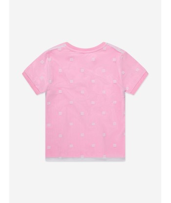 Givenchy Girls 4G Logo Mesh T-Shirt in Pink chez Cornerstreet bien 