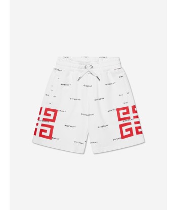 Givenchy Boys Logo Print Bermuda Shorts in White les muscles