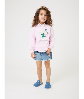 Monnalisa Girls Rose Star Sweatshirt in Pink Véritable concentré