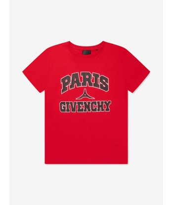 Givenchy Boys Paris Logo Print T-Shirt in Red store