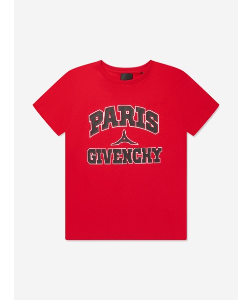 Givenchy Boys Paris Logo Print T-Shirt in Red store