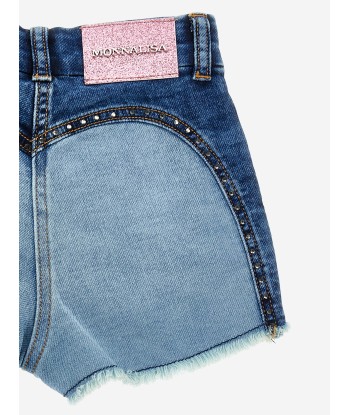 Monnalisa Girls Denim Rodeo Shorts in Blue livraison gratuite